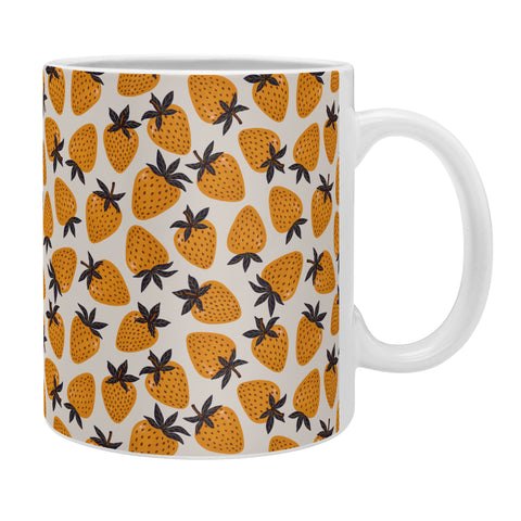 Avenie Yellow and Grey Strawberries Coffee Mug