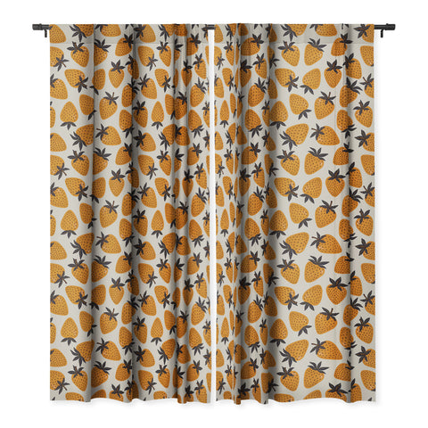 Avenie Yellow and Grey Strawberries Blackout Window Curtain