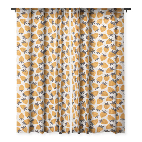 Avenie Yellow and Grey Strawberries Sheer Non Repeat