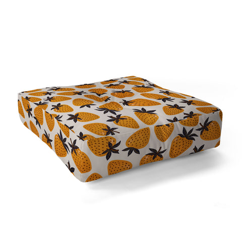 Avenie Yellow and Grey Strawberries Floor Pillow Square