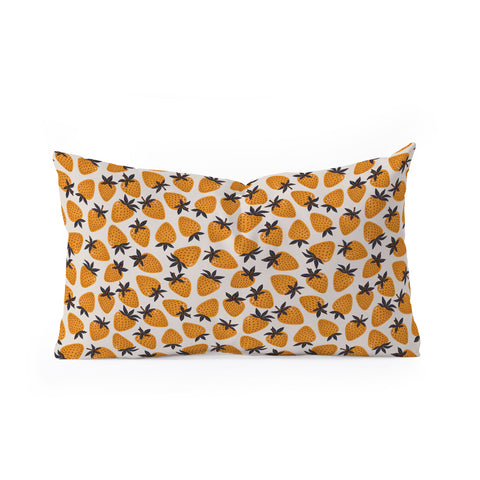 Avenie Yellow and Grey Strawberries Oblong Throw Pillow