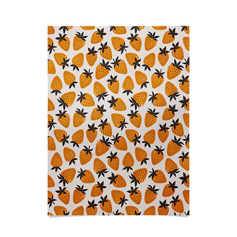 Avenie Yellow and Grey Strawberries Poster