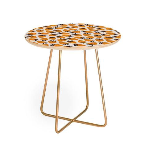 Avenie Yellow and Grey Strawberries Round Side Table