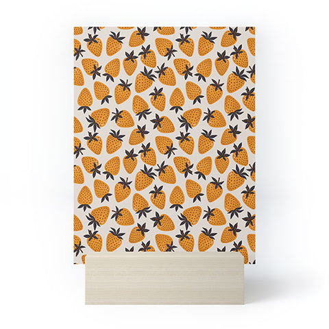 Avenie Yellow and Grey Strawberries Mini Art Print