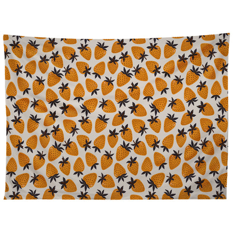 Avenie Yellow and Grey Strawberries Tapestry