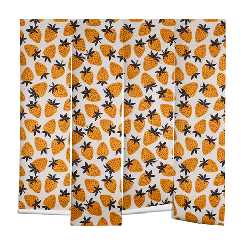 Avenie Yellow and Grey Strawberries Wall Mural