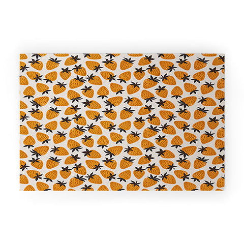Avenie Yellow and Grey Strawberries Welcome Mat