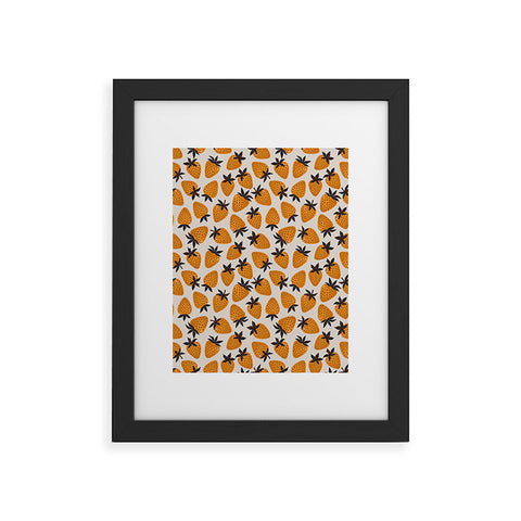 Avenie Yellow and Grey Strawberries Framed Art Print