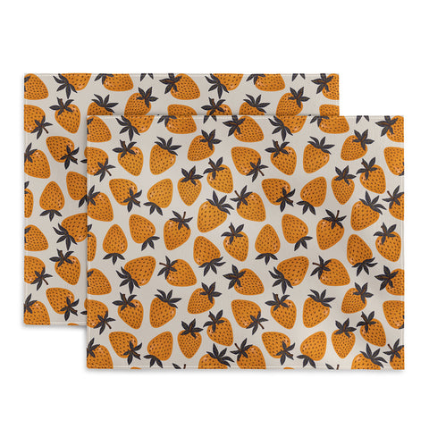 Avenie Yellow and Grey Strawberries Placemat