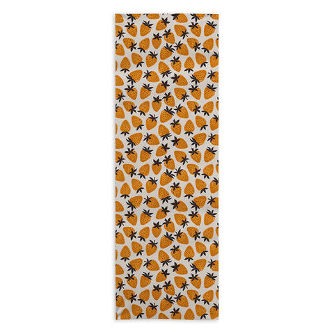 Avenie Yellow and Grey Strawberries Yoga Towel