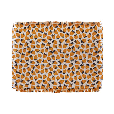 Avenie Yellow and Grey Strawberries Throw Blanket