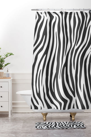 Avenie Zebra Print Shower Curtain And Mat