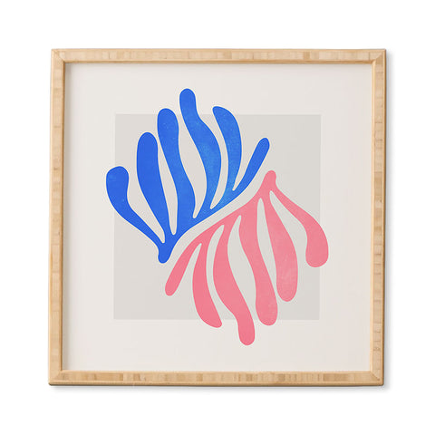 ayeyokp Blue Pink Leaves Matisse Framed Wall Art