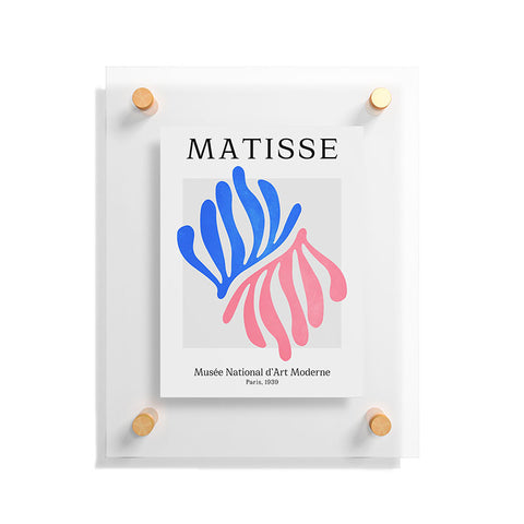 ayeyokp Blue Pink Leaves Matisse Floating Acrylic Print