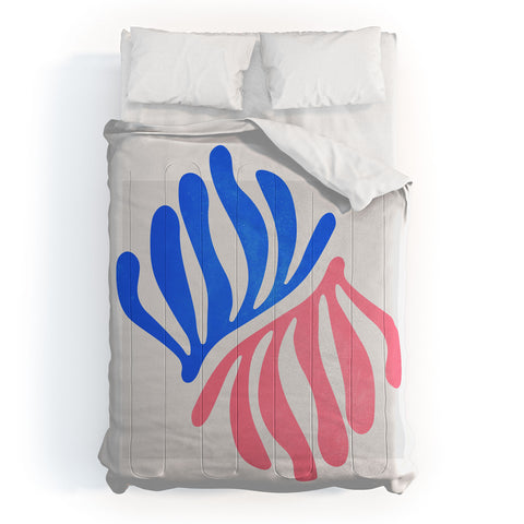 ayeyokp Blue Pink Leaves Matisse Comforter