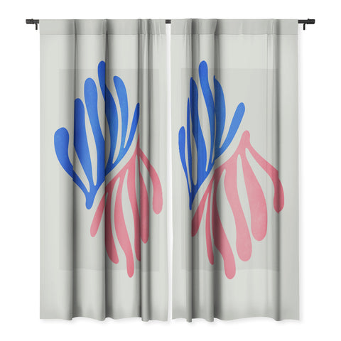 ayeyokp Blue Pink Leaves Matisse Blackout Non Repeat