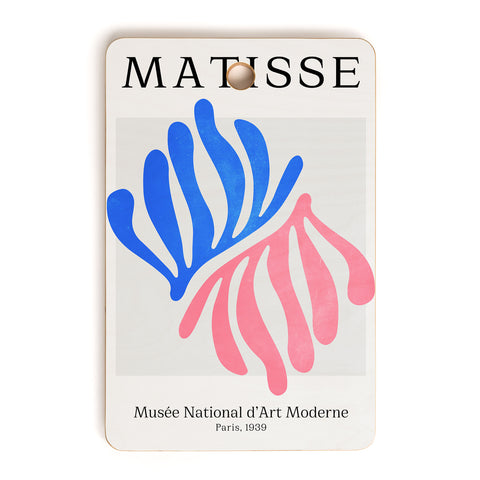 ayeyokp Blue Pink Leaves Matisse Cutting Board Rectangle