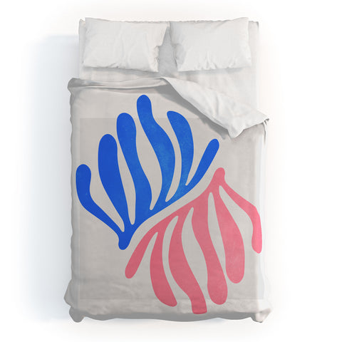 ayeyokp Blue Pink Leaves Matisse Duvet Cover