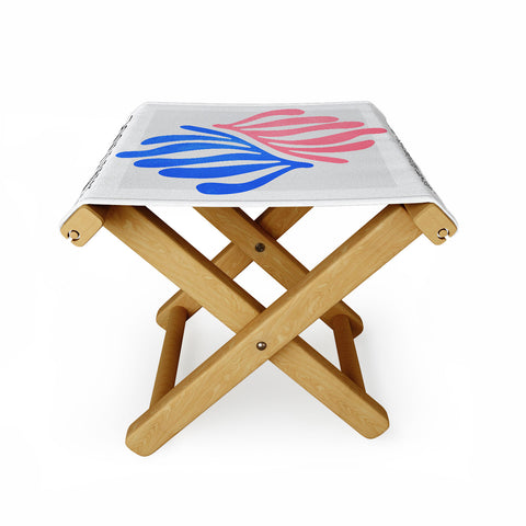 ayeyokp Blue Pink Leaves Matisse Folding Stool