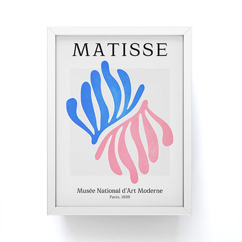 ayeyokp Blue Pink Leaves Matisse Framed Mini Art Print