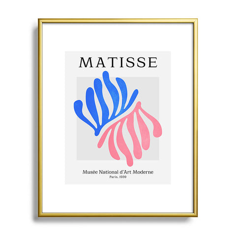 ayeyokp Blue Pink Leaves Matisse Metal Framed Art Print