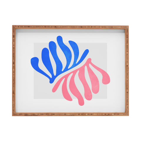 ayeyokp Blue Pink Leaves Matisse Rectangular Tray