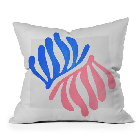 ayeyokp Blue Pink Leaves Matisse Throw Pillow
