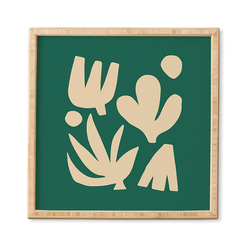 ayeyokp Bottle Green Collage Paper Cut Framed Wall Art