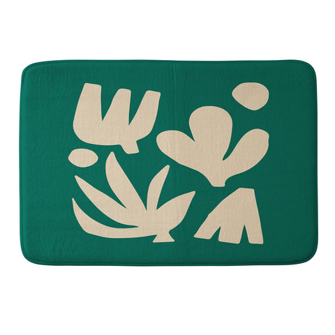 ayeyokp Bottle Green Collage Paper Cut Memory Foam Bath Mat