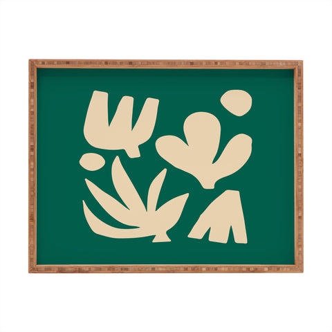 ayeyokp Bottle Green Collage Paper Cut Rectangular Tray