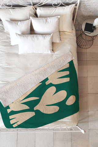 ayeyokp Bottle Green Collage Paper Cut Fleece Throw Blanket