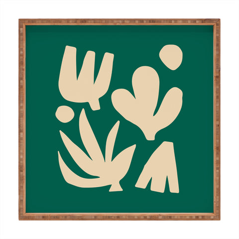 ayeyokp Bottle Green Collage Paper Cut Square Tray