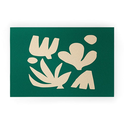 ayeyokp Bottle Green Collage Paper Cut Welcome Mat