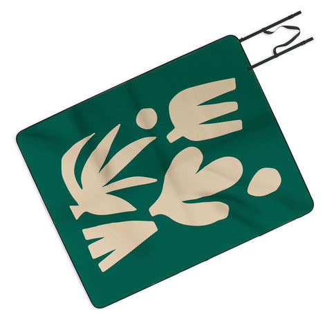 ayeyokp Bottle Green Collage Paper Cut Picnic Blanket