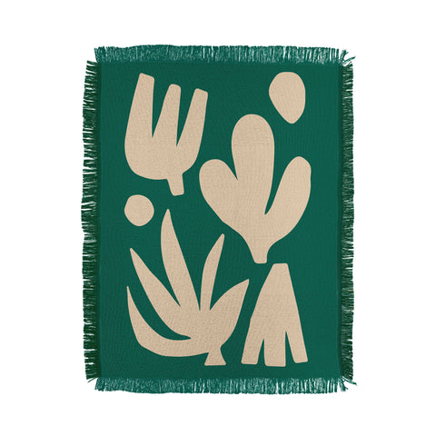 ayeyokp Bottle Green Collage Paper Cut Throw Blanket