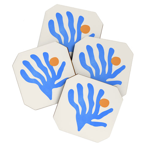 ayeyokp Jazz Blue Leaf Matisse Series Coaster Set