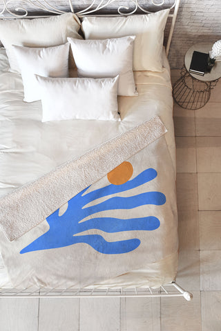 ayeyokp Jazz Blue Leaf Matisse Series Fleece Throw Blanket