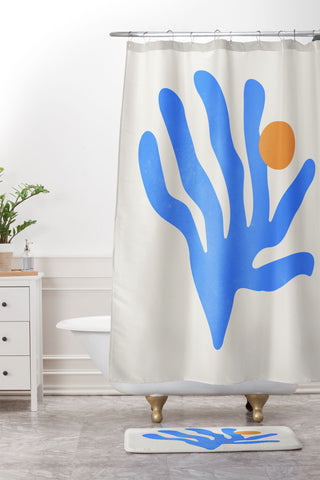 ayeyokp Jazz Blue Leaf Matisse Series Shower Curtain And Mat