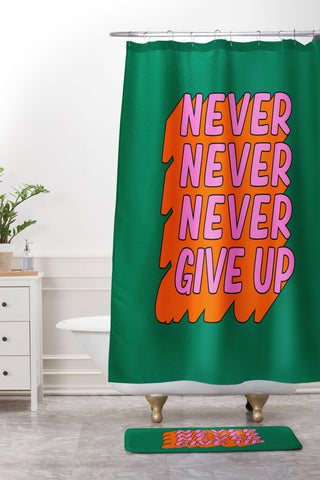 ayeyokp Never Never Give Up Shower Curtain And Mat