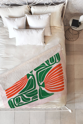 ayeyokp Pippin Ferns Les Fleurs Flow Fleece Throw Blanket