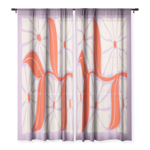 ayeyokp Plum Flamingo Les Fleurs Flower Sheer Non Repeat