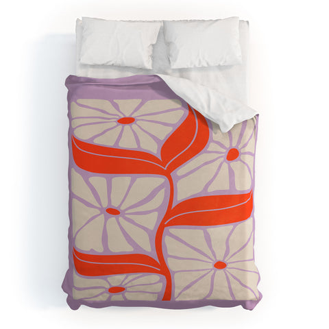 ayeyokp Plum Flamingo Les Fleurs Flower Duvet Cover