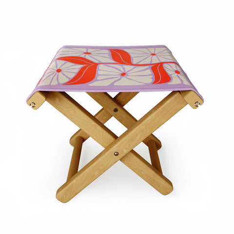 ayeyokp Plum Flamingo Les Fleurs Flower Folding Stool