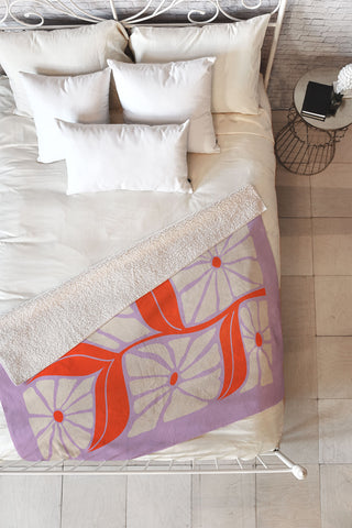 ayeyokp Plum Flamingo Les Fleurs Flower Fleece Throw Blanket