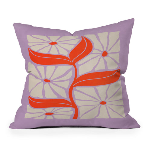 ayeyokp Plum Flamingo Les Fleurs Flower Throw Pillow
