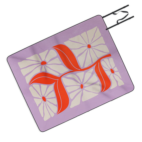 ayeyokp Plum Flamingo Les Fleurs Flower Picnic Blanket