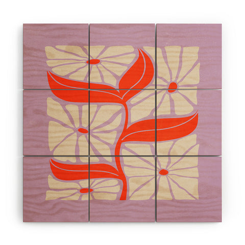 ayeyokp Plum Flamingo Les Fleurs Flower Wood Wall Mural