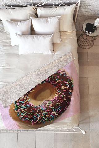 Ballack Art House Donut and pink Fleece Throw Blanket