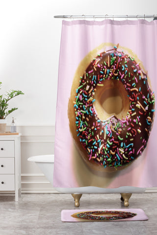 Ballack Art House Donut and pink Shower Curtain And Mat