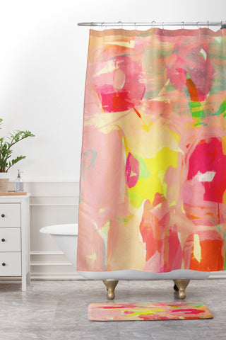 Barbara Chotiner Peachy Keen Bouquet Shower Curtain And Mat